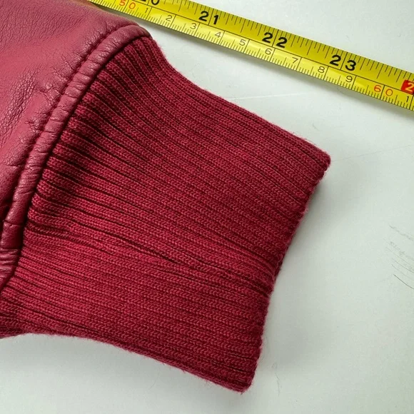 Evy's Tree Red Moto faux leather jacket size small The Zoe ruffle trim flanking - Picture 8 of 9